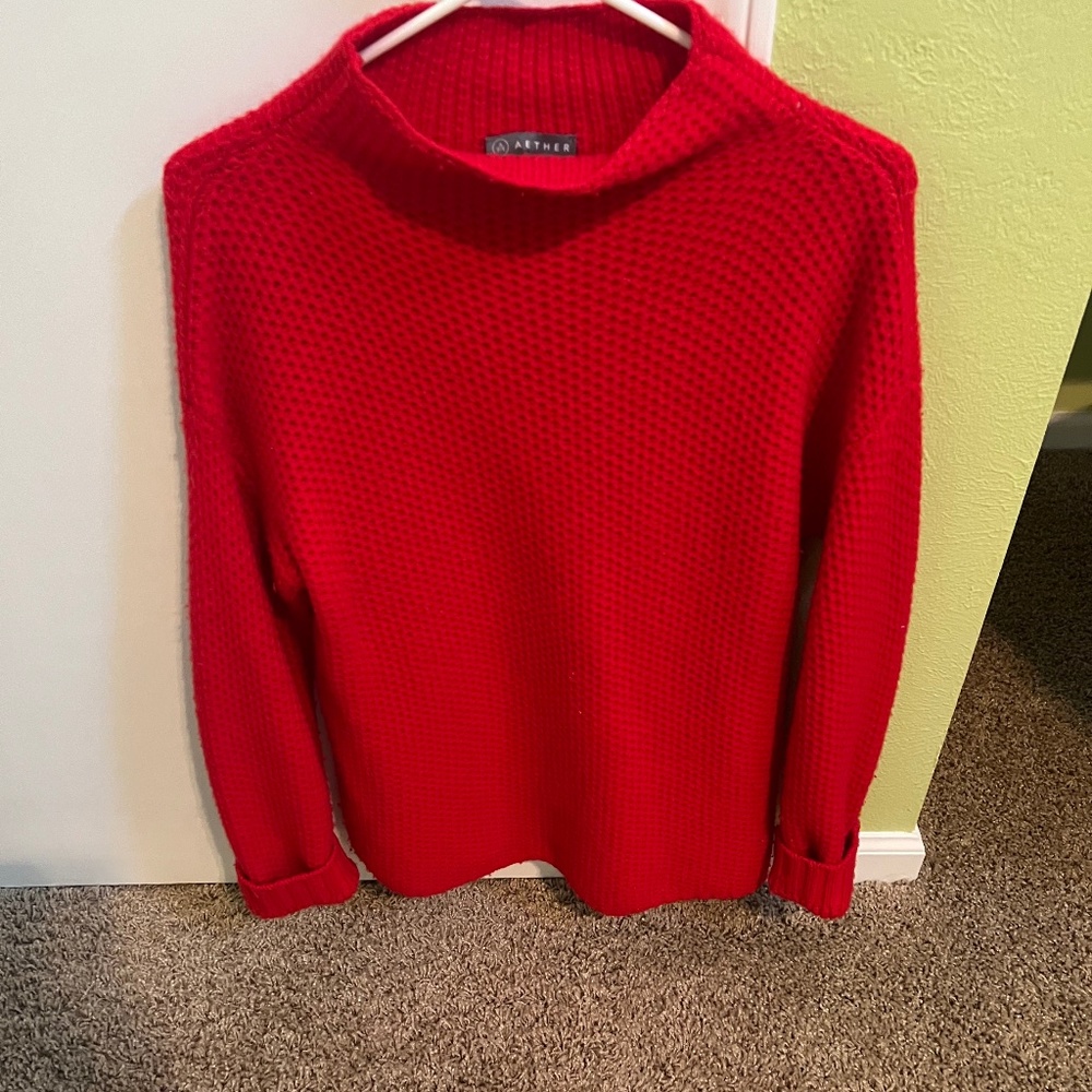 Aether Apparel Red Turtleneck Sweater